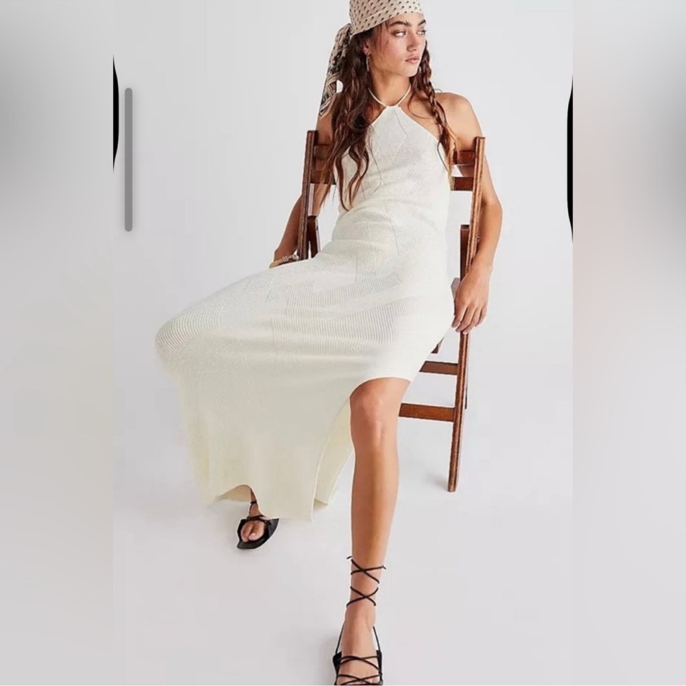 FREE PEOPLE Beach Ivory Kristi Midi Sweater Dress SZ: L - Picture 3 of 5